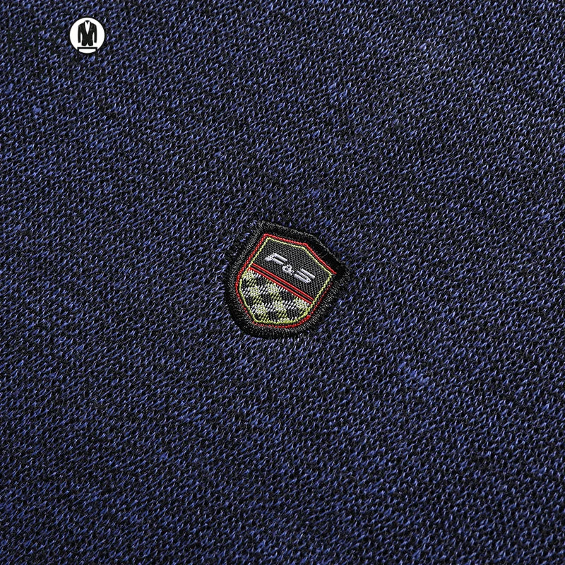 Thick Thermal Mock Neck Men Pullover Simple Solid Knit Material Chest Badge Skin Friendly Fleece Interior Outing Top