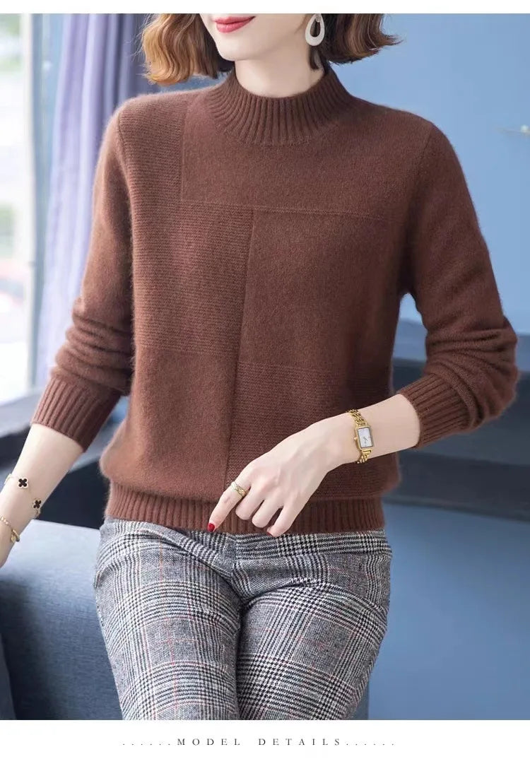 ទាញ Hiver Femme អាវកអាវពាក់កណ្តាលខ្ពស់ថ្មីសម្រាប់ស្ត្រីរដូវស្លឹកឈើជ្រុះរដូវរងារោមចៀមប៉ាក់បាតអាវធំស្ត្រី