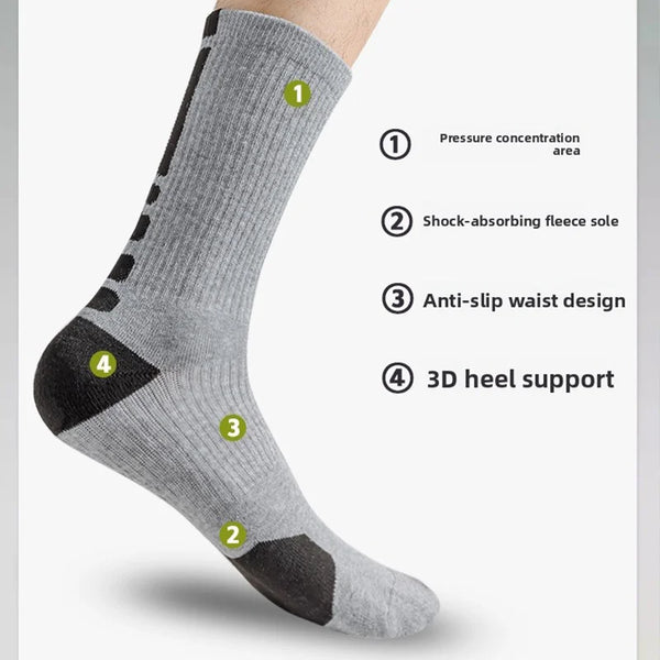 WRELS 1/2/3 Pairs Sports Basketball Socks Moisture-Wicking Running Socks Men Cushioned Outdoor Athletic Crew Compression Socks