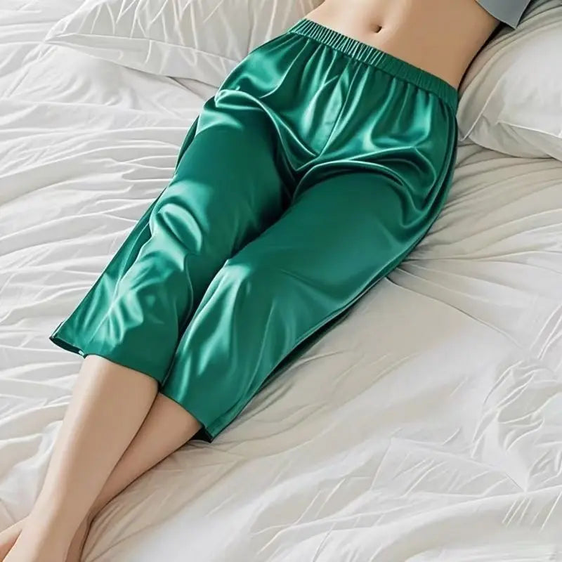Summer New Pajama Pant Women's Ice Silk Cool Home Wear Capri Pants Plus Size Sleepwear Bottoms Loungewear Nightwear