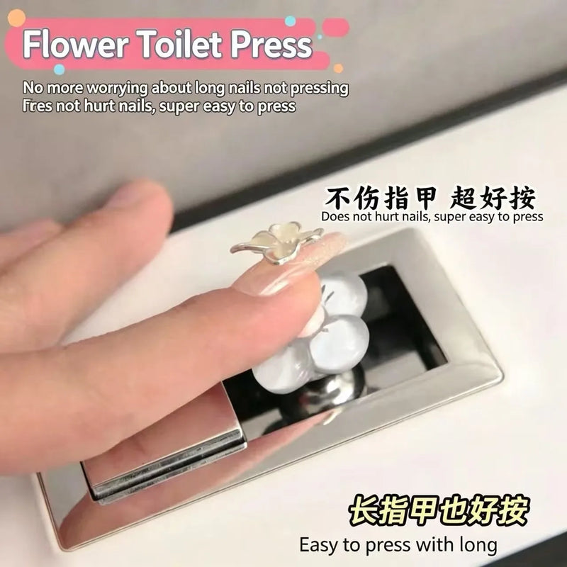 Cute Flower Toilet Press, Long Nail Nail Nail Art, Creative Bathroom Water Tank Flush Switch Button