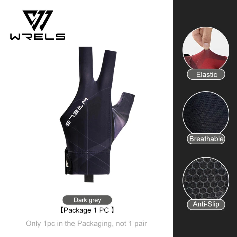 WRELS 1pc Left Hand Billiards Glove Three Finger Snooker Billiard Glove Non Slip Stickers Elasticity Billiard Training Gloves