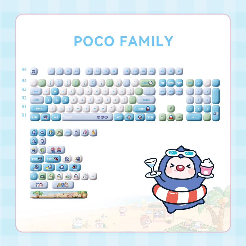 Akko 136 Keys Keycap Set Cute Animal Theme Keycaps PBT Dye-sublimation MOG Profile Keycaps Kawaii for Custom Mechanical Keyboard