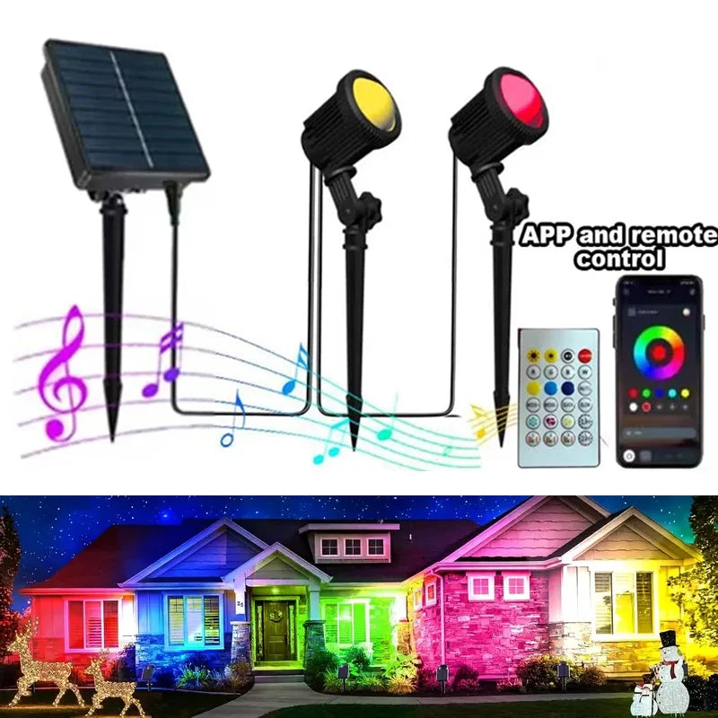 2-6Pcs Color Changing Solar Spot Lights RGB Multicolor Landscape Lighting APP Control Lawn Lamp for Pool Area Pond Yard Driveway