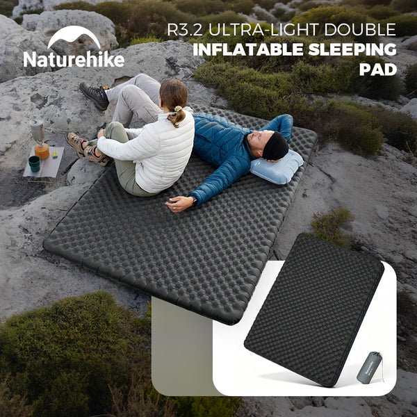 Naturehike 2026 Latest TuYe R3.2 20D Nylon Ultra-Lightweight Two-Person Warm Inflatable Mattress for Outdoor Hiking and Camping