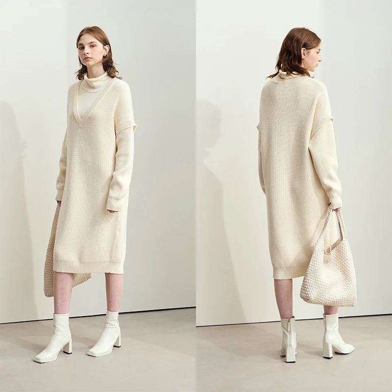 រ៉ូប AMII Minimalist Womens រដូវរងាឆ្នាំ ២០២៥ រ៉ូបពាក់កណ្ដាលកអាវសម្រាប់ធ្វើដំណើរថ្មី សម្លៀកបំពាក់នារី រ៉ូប Midi រលុង 12444229