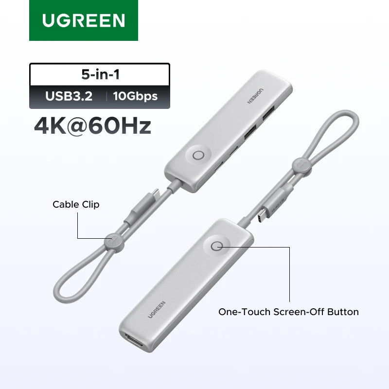 [Screen-Lock Button] UGREEN USB C HUB Type-C to 4K60Hz HDMI USB-C3.2 10Gbps PD100W Charging for Laptop MacBook Pro Air HP Dell