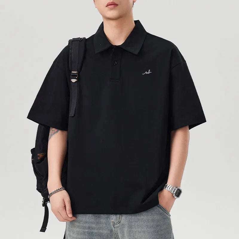 DUKEEN Men Quick Dry Polo Shirt Summer Cooling Sorona Lightweight Loose Embroidery Casual Turn Down Collar T Shirt