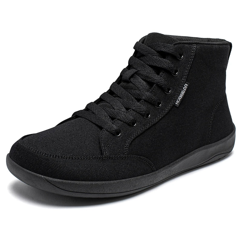 HOBIBEAR Mid-Top Barefoot Shoes Unisex Wide Toe Box Canvas Sneakes Zero Drop Lace Up Outdoor Walking Shoes