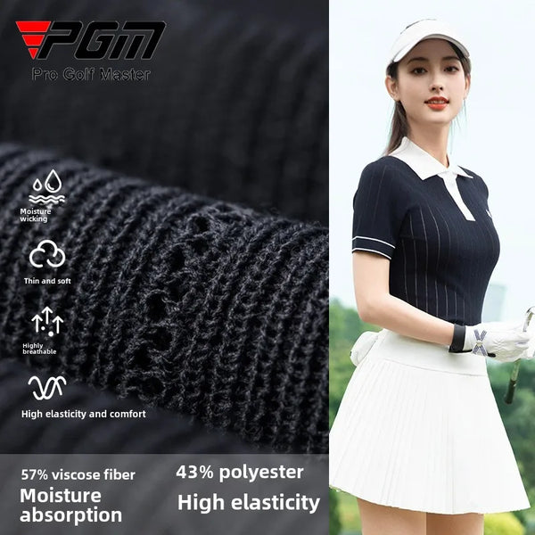 PGM Women Golf Spring Summer T-shirt Tennis Polo Sports Top Clothes YF802