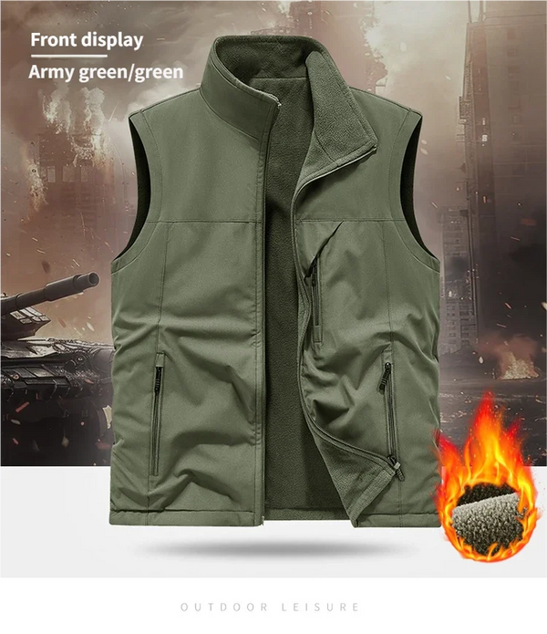 2026 New Autumn Winter Warm thickened fleece double-sided  slim fit vest Men's Vest Jacket  Outerwear Casual Style Daily