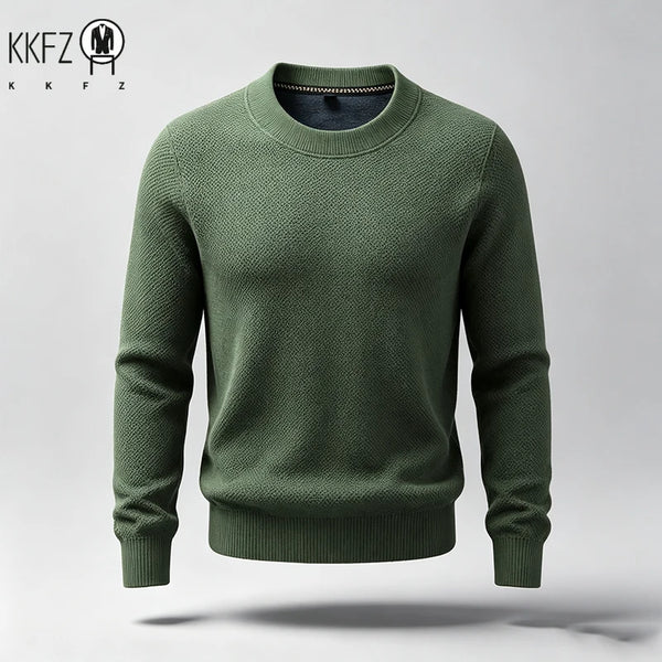 New Arrival Mens Crew Neck Knit Sweater Thick Soft Textured Knit Material Slim Cut Long Sleeve Autumn Winter Outer Tops