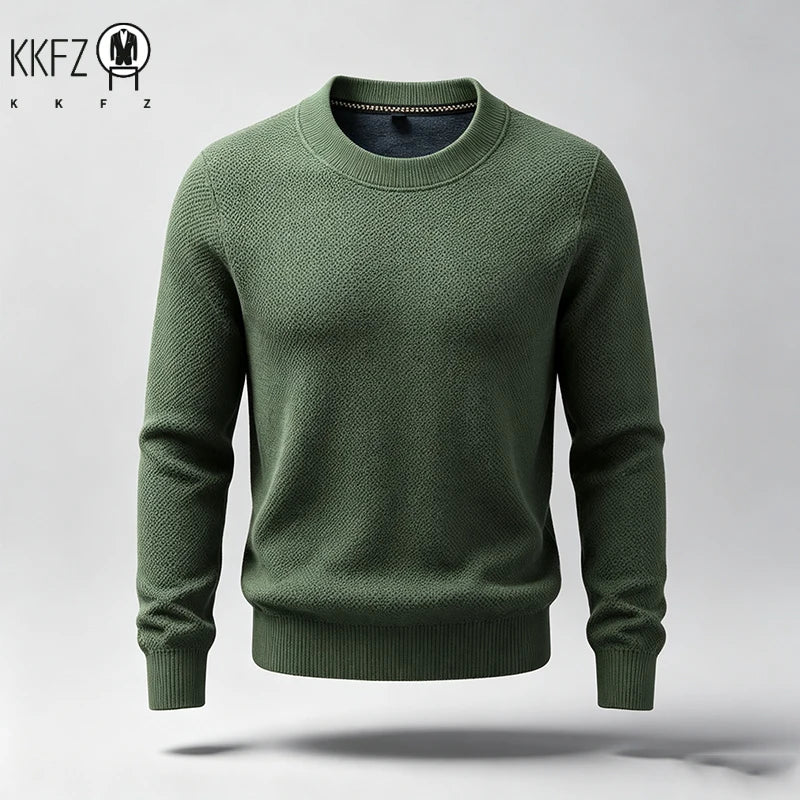 New Arrival Mens Crew Neck Knit Sweater Thick Soft Textured Knit Material Slim Cut Long Sleeve Autumn Winter Outer Tops
