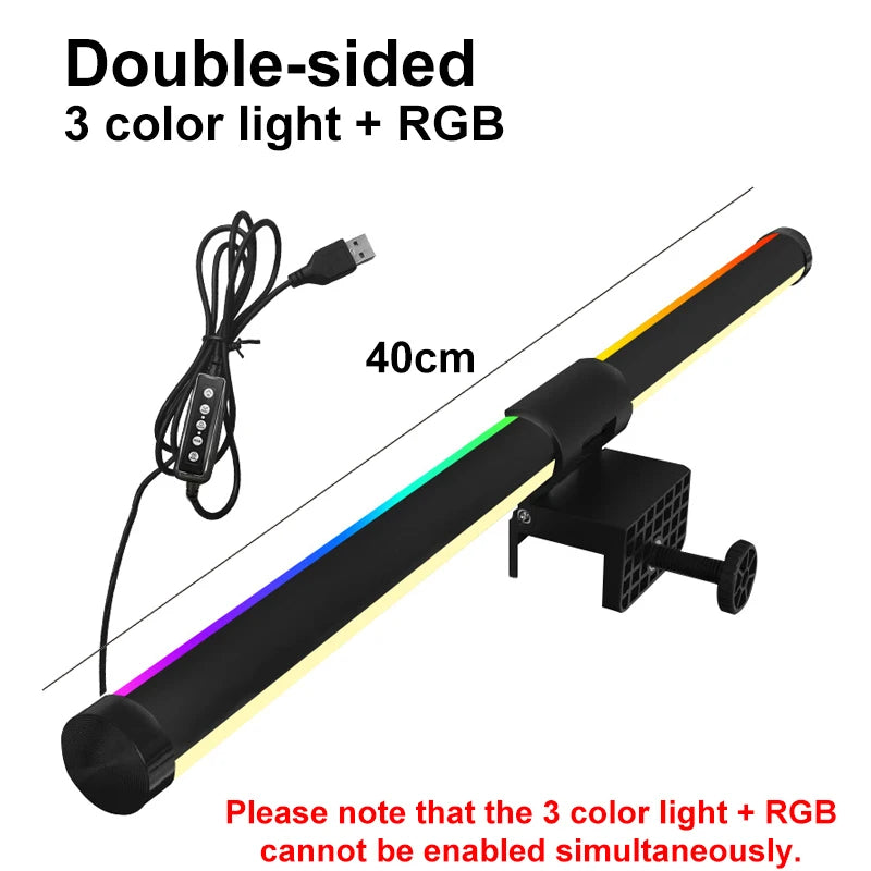 LED Desk Lamp USB Screen Hanging Light Curved Screen Monitor Light Bar RGB Background Atmosphere Lights Gaming Room Decoration