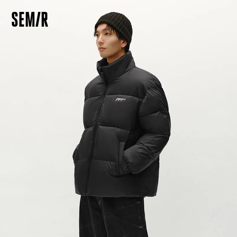 Semir Cotton Jacket Men Fashion Printed Thick Textured Stand Collar 2025 Winter Menswear Clothing Winter Outerwear