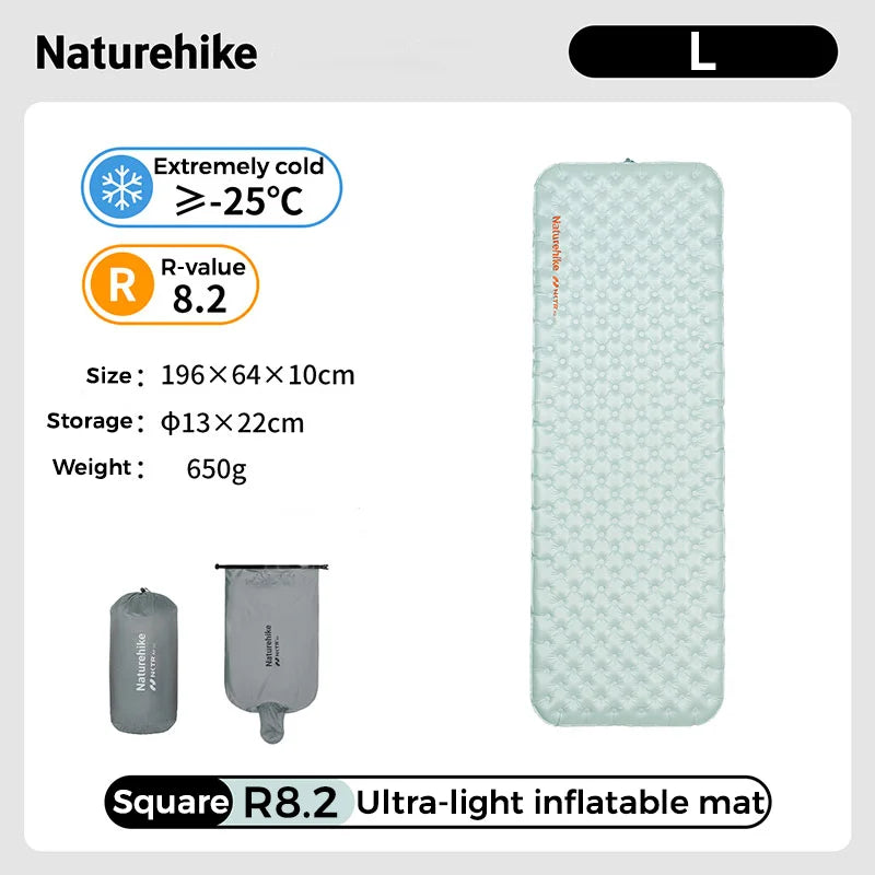 Naturehike R8.2 Inflatable Mattress Sleeping Pad Ultralight Camping Mat Air Mattress Hiking Travel Outdoors Backpacker Camp Mat