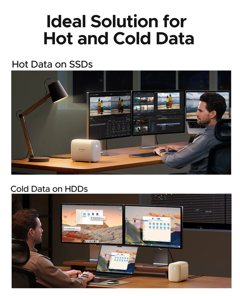 ORICO DataMatrix Editing Hybrid Converged Storage WD Red HDD,NVMe SSD,RGB Aura ,10Gbps USB & RJ45,Seamless Workflow for Creators