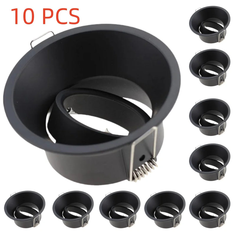 ឈុតជំនួសអំពូលភ្លើង Downlight រាងមូល GU10 ចំនួន 1/10 ដុំ សម្រាប់តោងពិដាន ពណ៌ខ្មៅ MR16