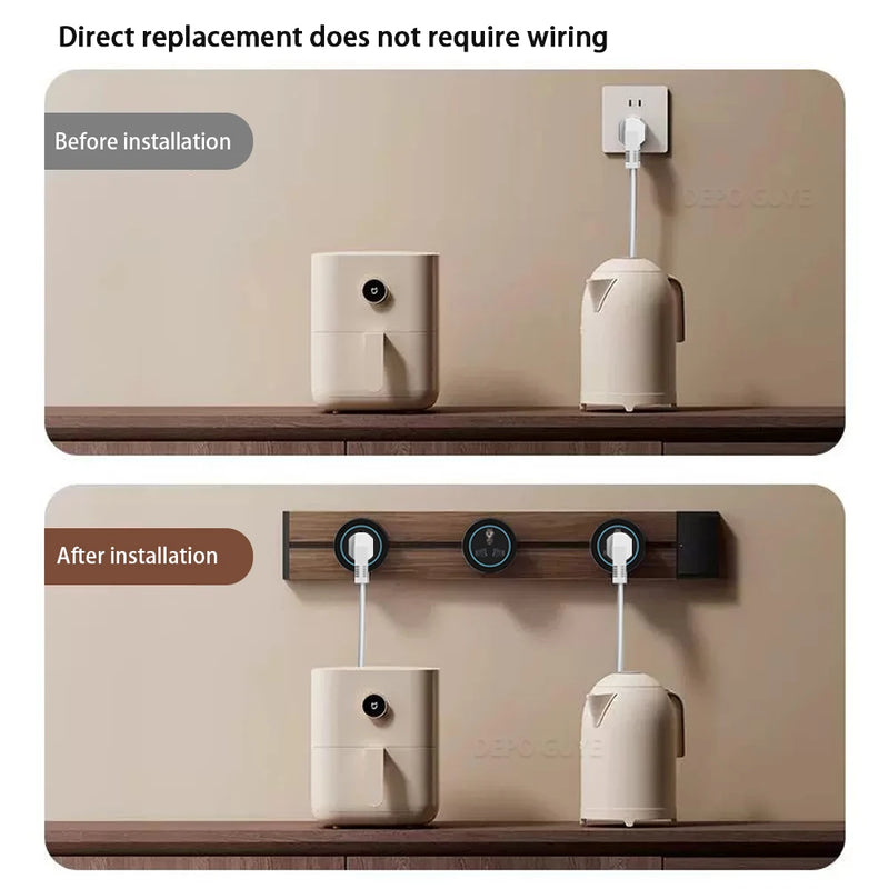 Imitation wood grain Rail Mobile Power Track Socket EU/Universal/UK/USB Type-C Kitchen Bathroom Office Wall Mounted Socket Plugs