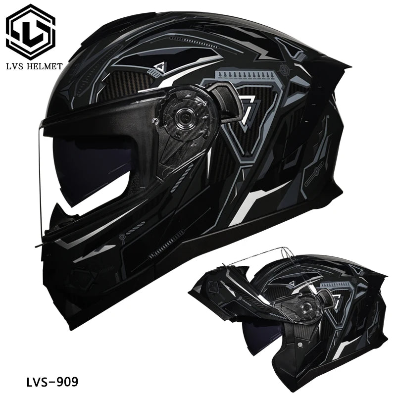 LVS high-quality motorcycle helmet modular flip helmet casque moto semi full duplex helmet suitable for both men and women DOT