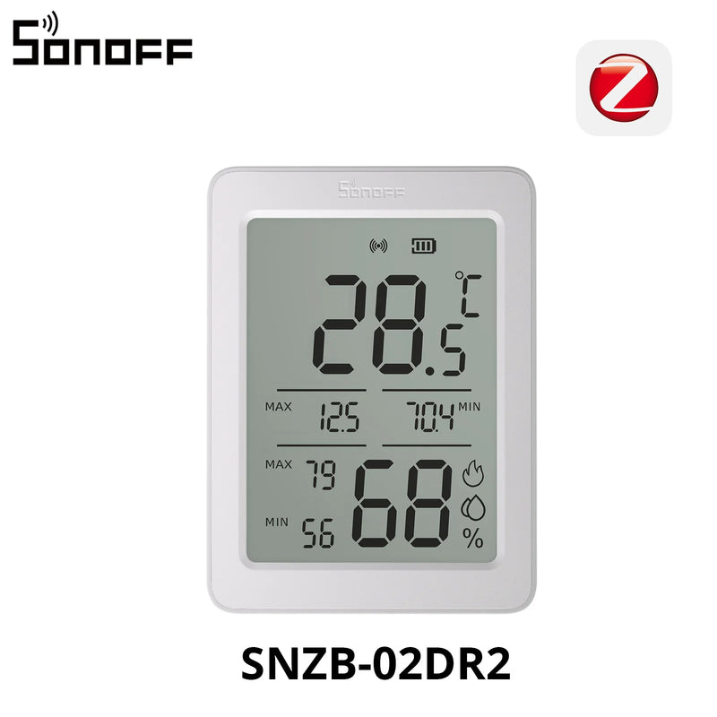 SONOFF AirGuard TH 3.6'' LCD Zigbee Temperature And Humidity Sensor SNZB-02DR2 App Monitoring Advanced Analysis 24-hour Extremes