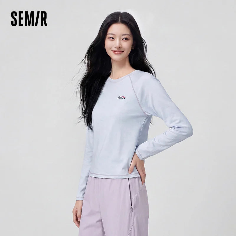 អាវយឺតដៃវែង Semir សម្រាប់នារី ស្លីម ស្រូបសំណើម ស្ងួតលឿន សម្រាប់កីឡាក្រៅផ្ទះ រដូវស្លឹកឈើជ្រុះ អាវក្រៅផ្ទះ សម្រាប់ស្លៀកតាមផ្លូវ ឆ្នាំ២០២៦