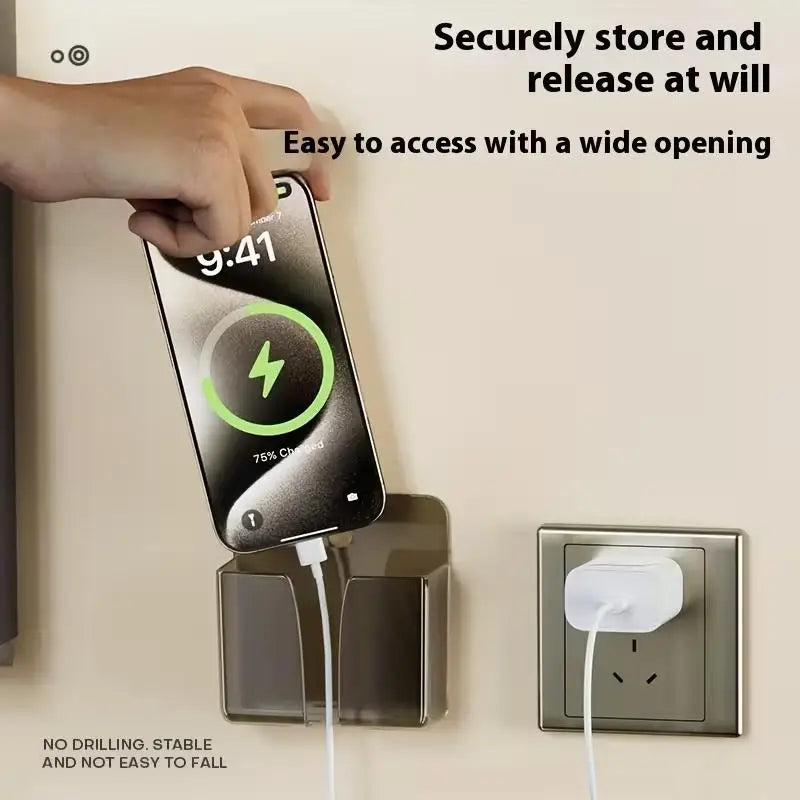 2pcs Wall-Mounted Phone Holder – 3 Colors, No Nails, Adhesive Mount, High-Quality Case, Mobile Wall Stand
