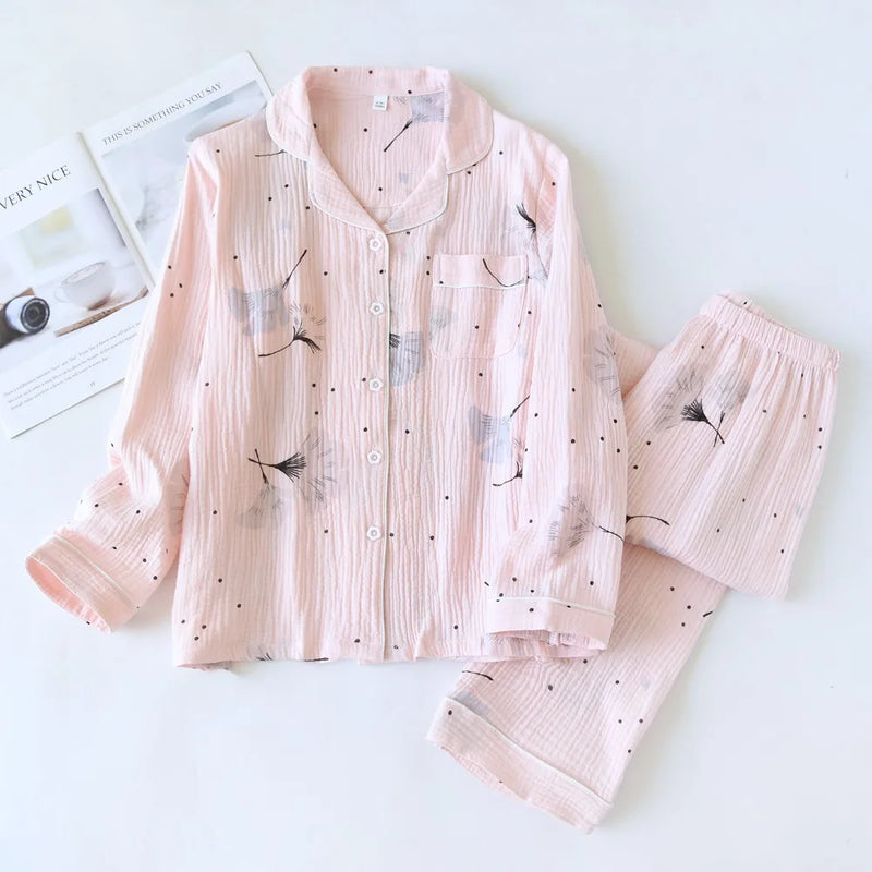 Floral Pajamas Sleepwear Women’s Loungewear Night Wear for Ladies Home Wear New Spring Autumn Long Sleeve Nightwear for Woman