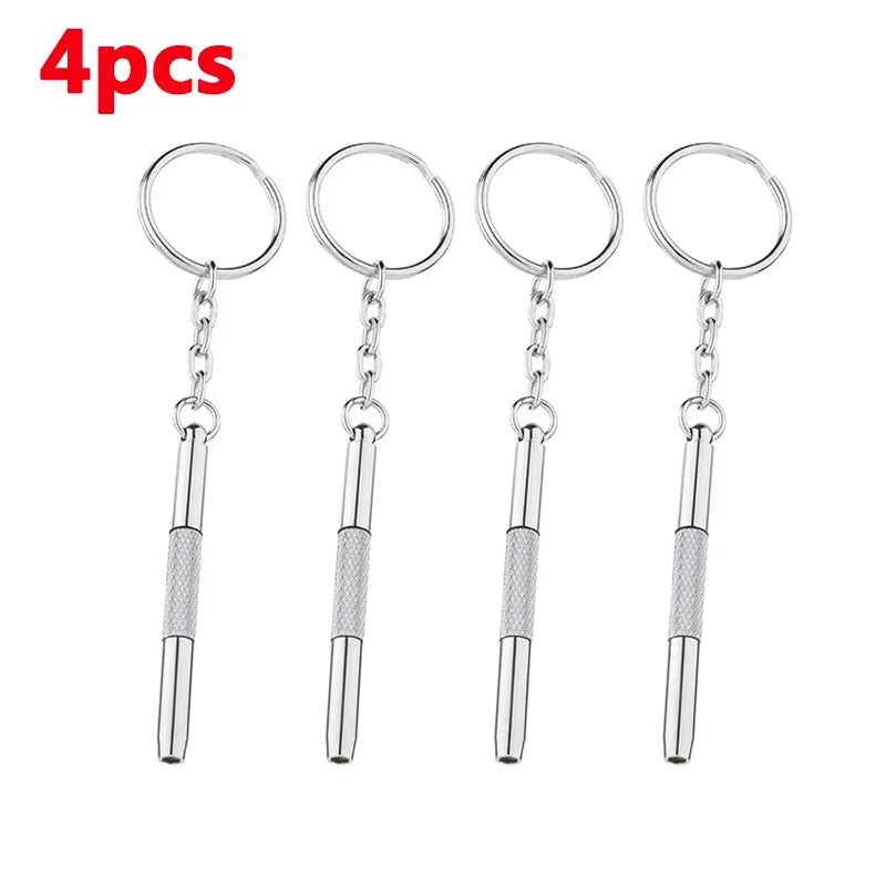 Steel Glasses Screwdriver Eyeglass Screwdriver Watch Repair Kit with Keychain Portable Hand Tools Precision Screwdriver Tools