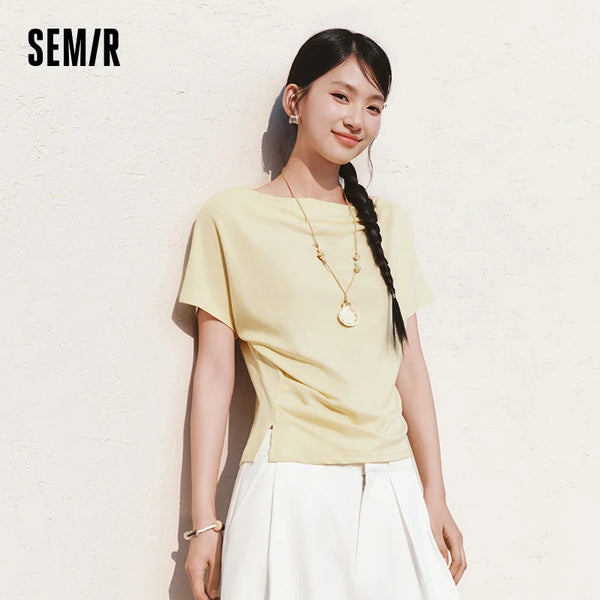 អាវយឺតស្ត្រី Semir ឆ្នាំ ២០២៦ ស្ទីលខ្លីកអាវរហែក ដៃអាវស្តើង Raglan ម៉ូដធម្មតា