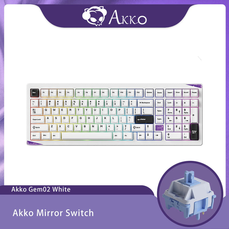Akko Gem 02 VIA Custom Mechanical Keyboard 1800 Compact Layout with Corner RGB Tri-mode Keyboard Rapid Disassemble Aluminum CNC