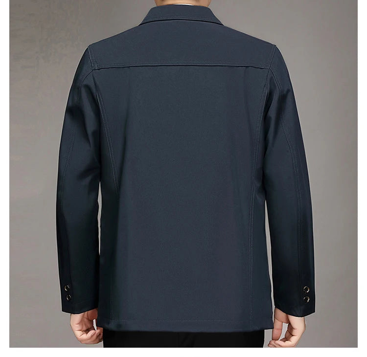 2026 New Men's Red Long-sleeve Collared Jacket, Black Single-breasted Casual Coat, Navy and Khaki Tops.