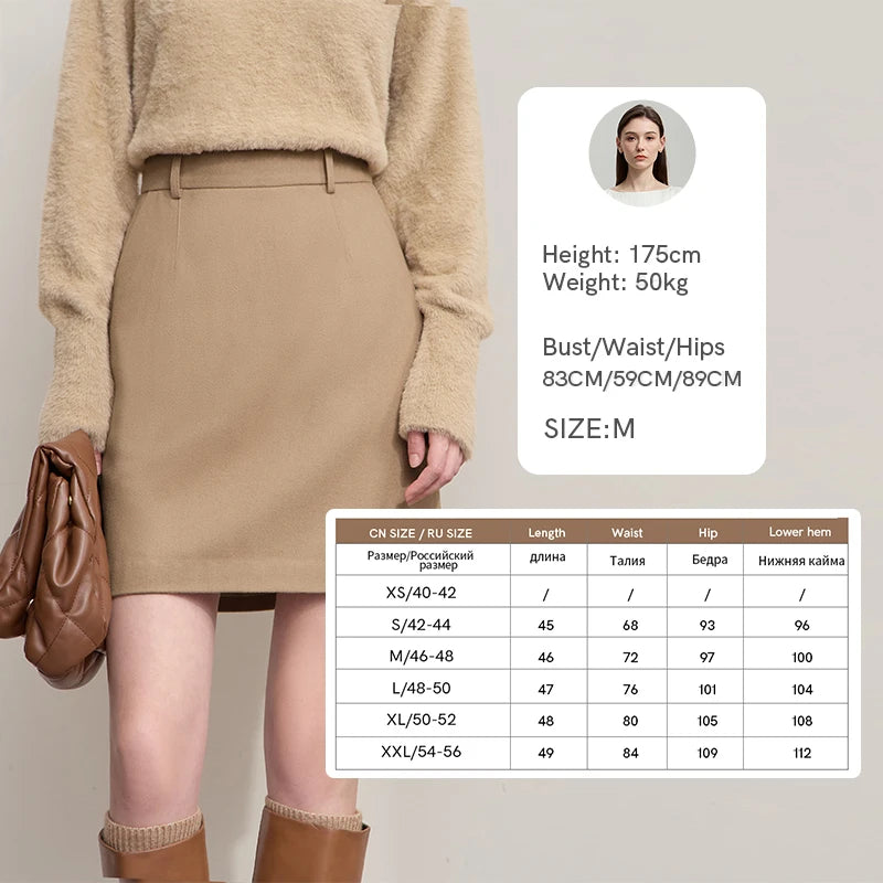 AMII Mini Skirt 2026 Winter New Commuter Elegant Versatile Women's Skirt Solid Color Minimalism Straight Short Skirt 12523131