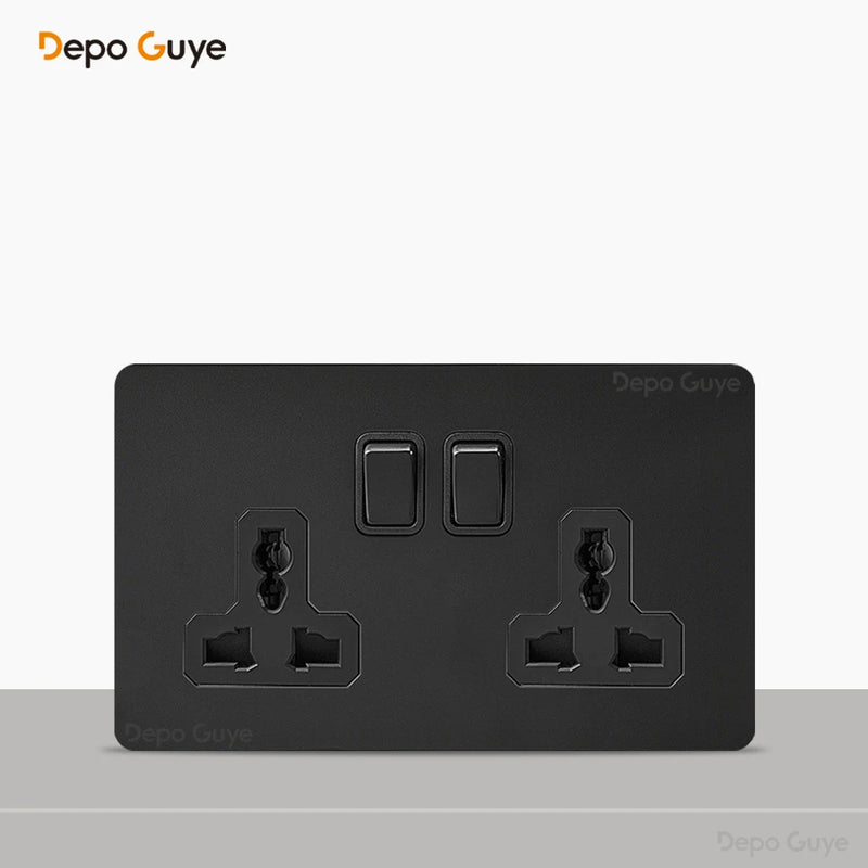 Retro Brass Lever Switch 1-4 Gang 2 Way Toggle Switch Panel Black EU RU FR Electrical Sockets And Switches USB Type-c Cat6 Rj45