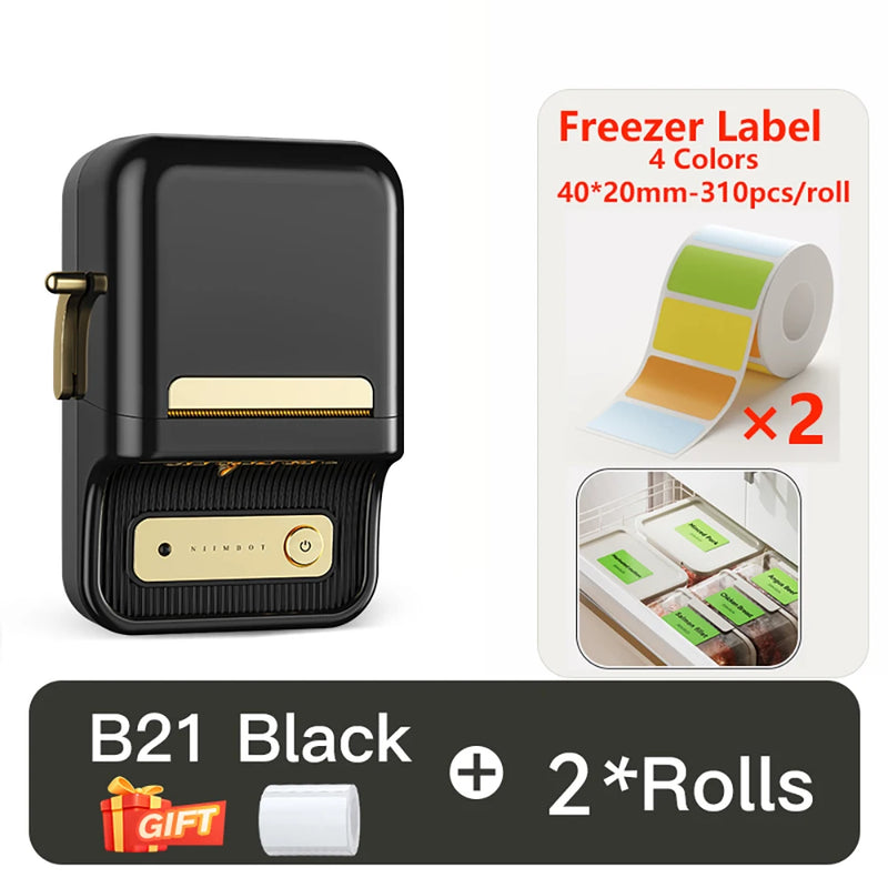 NIIMBOT B21 Kitchen Label Printer 20-50mm Wireless Thermal Label Maker with Freezer Labels Inkless Adhesive Sticker for Home
