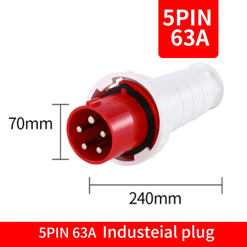 Waterproof Industrial Plug3 Pole 4 Pole 5 Pin dustproof socket IP67 Male and Female 63a 125a Mounted industrial socket 380V 415V