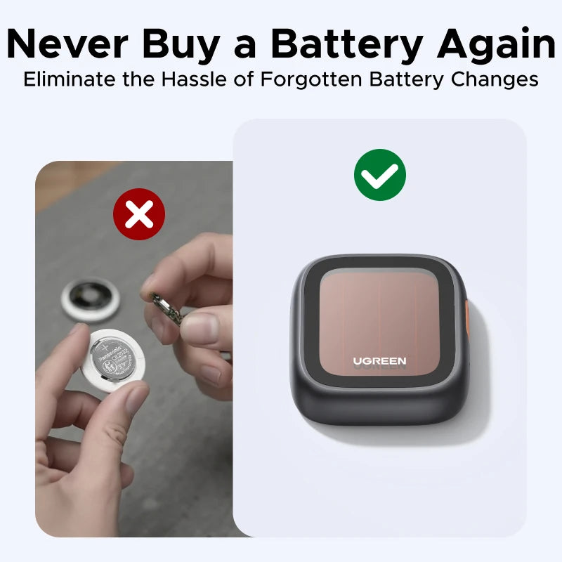 UGREEN Finder Pro Tracker Tags (iOS Only) Solar Powered Bluetooth Air Smart Tags Item Finder Compatible with Apple Find My