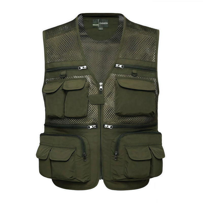 Fishing Vest Breathable Fishing Travel Mesh Vest with Zipper Pockets Summer Work Vest for Outdoor Activities