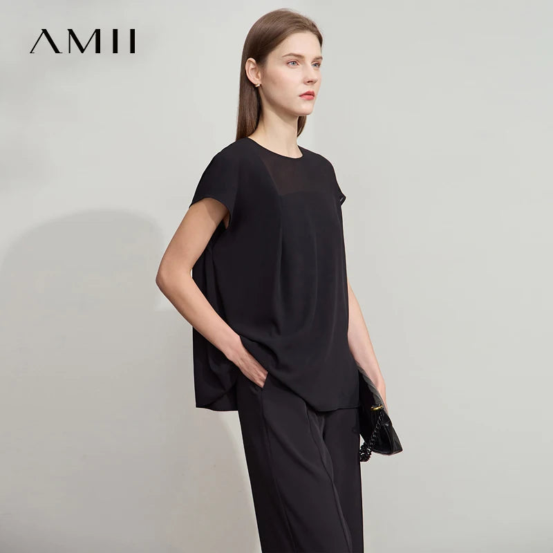 អាវក្រៅ Amii សម្រាប់នារី ម៉ូតថ្មី ក អូ សម្រាប់ធ្វើដំណើរ ដៃខ្លី រាងដូចរ៉ាហ្គលែន រលុងបន្តិច 12542146
