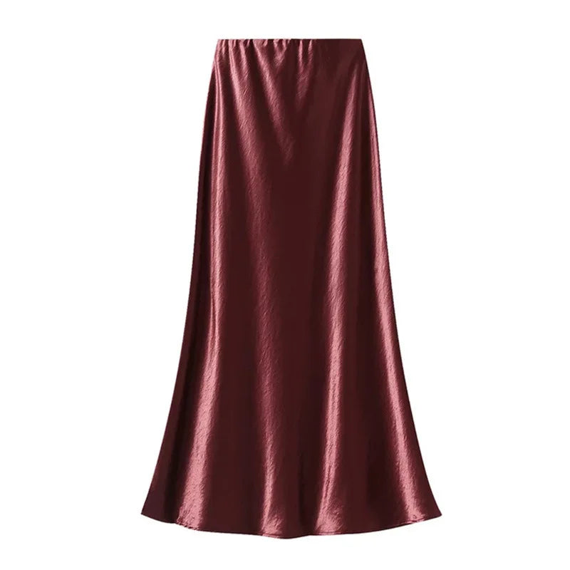 New Fall for Women: Black Glossy Pencil Skirt, Light Purple High-waisted Fishtail Skirts, Available in Beige, Gray, Brown, Red.