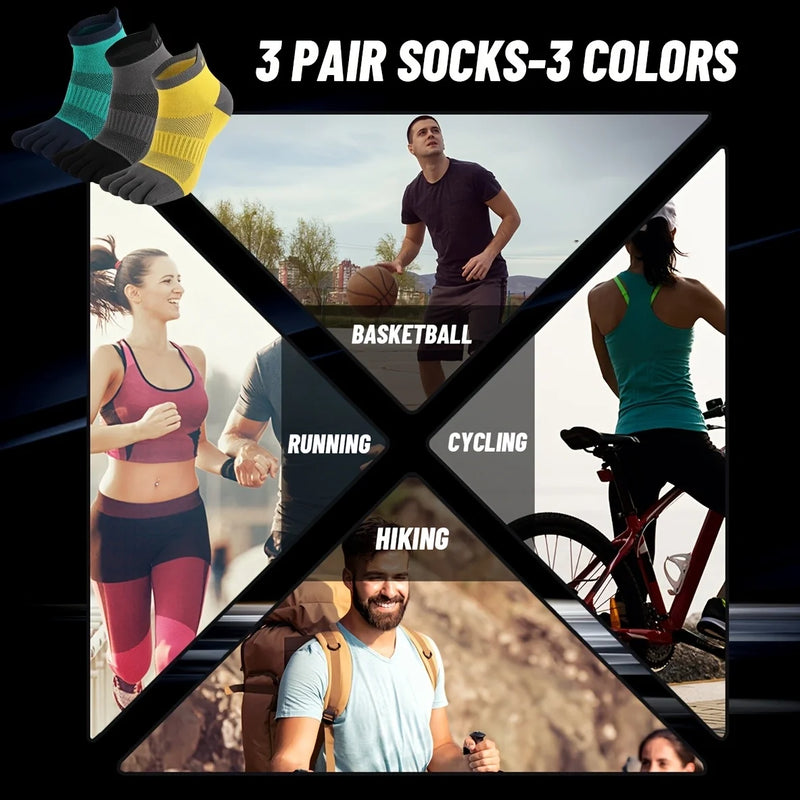 WRELS COOLMAX Sports Five Finger Socks Breathable Comfortable Anti Friction Athletic Running Five Toe Socks Marathon Toesocks