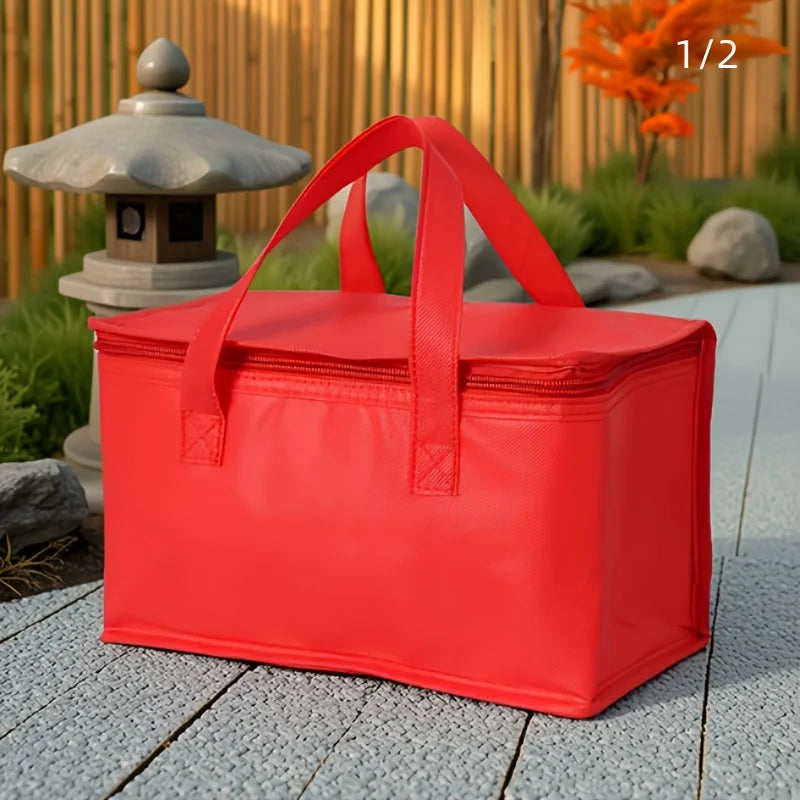 1pc Portable Foldable Reusable Thermal Bag,Aluminum Foil Lining Insulated Bag,Outdoor Camping Refrigerated Pouch for Drinks,Food