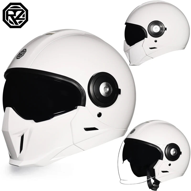 ORZ-653S Motorcycle Helmet Full Face Open Face Helmets 3/4 Men Women Modular Dual Visor Helmet For Motorcycle DOT Approved