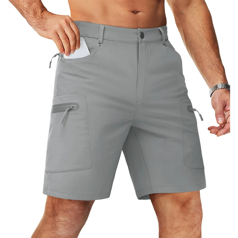 TACVASEN Summer Cargo Shorts Men's Quick Dry Hiking Fishing Shorts Multi-pockets Stretch Waist Casual Shorts Outdoor Male