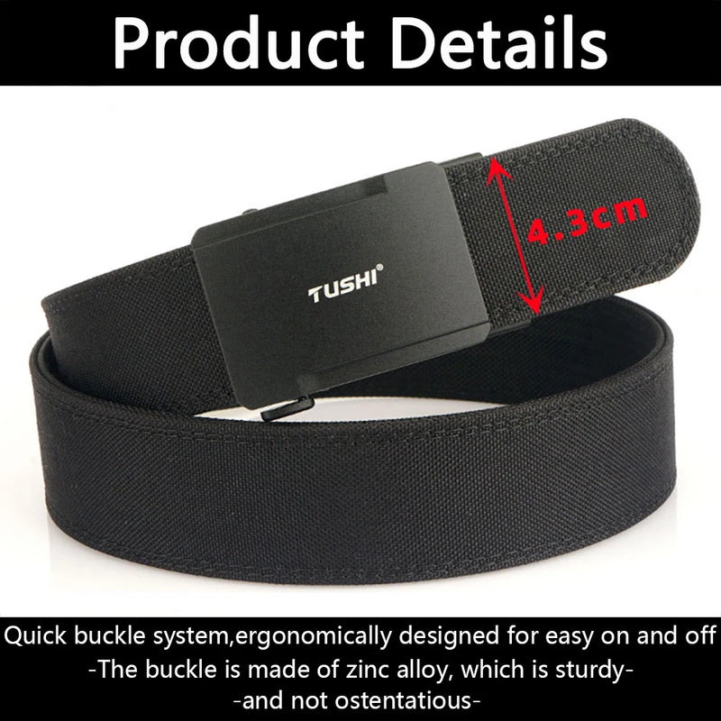 TUSHI Brand Tactical Double-Layer Thick Waistband Men's Outdoor Nylon Waistband 4.3 Wide Upgraded Automatic Buckle Gun Waistband