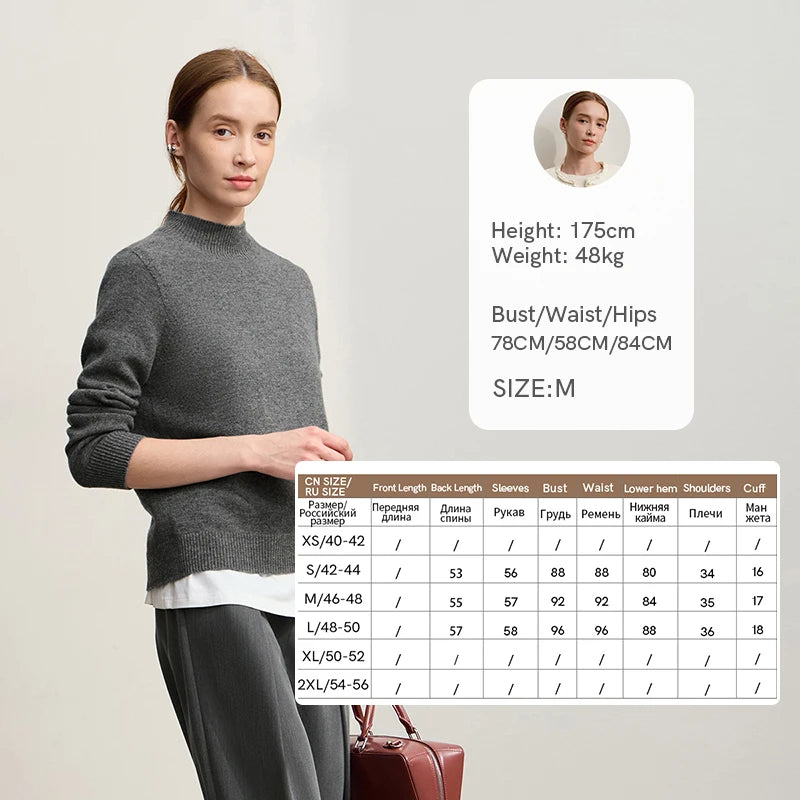 Amii Semi-turtleneck Women Sweater 2026 Winter New Versatile Full Wool Knitted Tops Commuter Warm Long Sleeve Sweaters 12514015