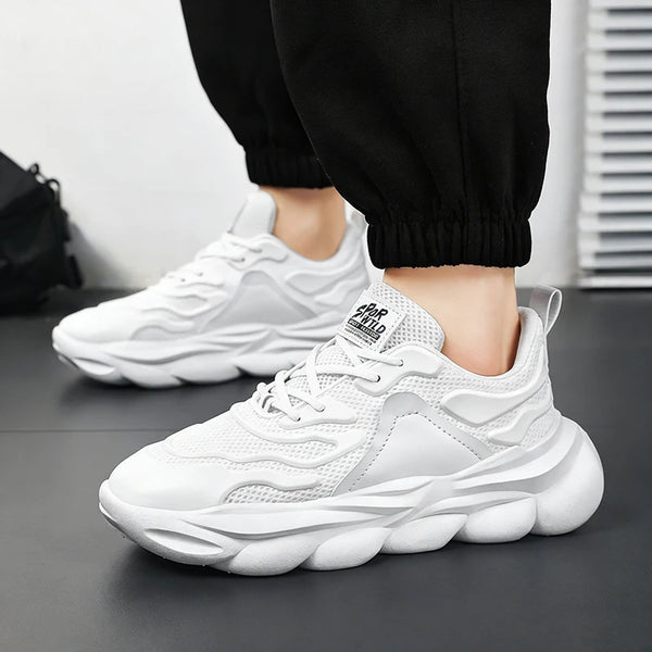 Chunky Sneakers Four Seasons Men's Breathable Lightweight Soft Sole Comfort Outdoor Thick Sole Casual Speed Running Sports Shoes