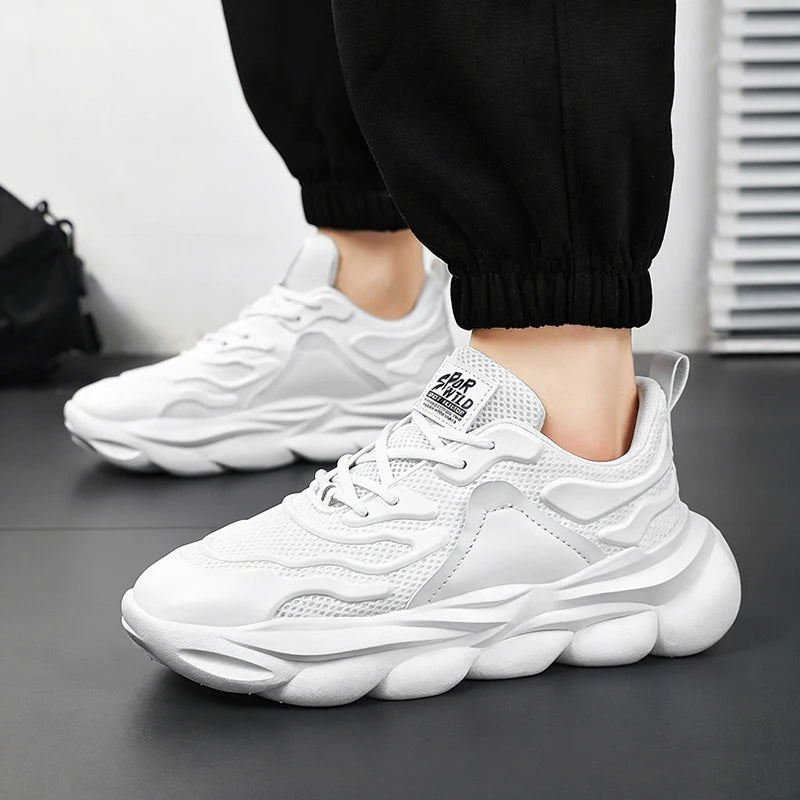 Chunky Sneakers Four Seasons Men's Breathable Lightweight Soft Sole Comfort Outdoor Thick Sole Casual Speed Running Sports Shoes
