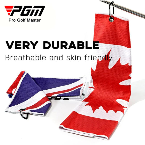 Golf Towel Brush Set Flag Waffle Grid with Hook MIS406