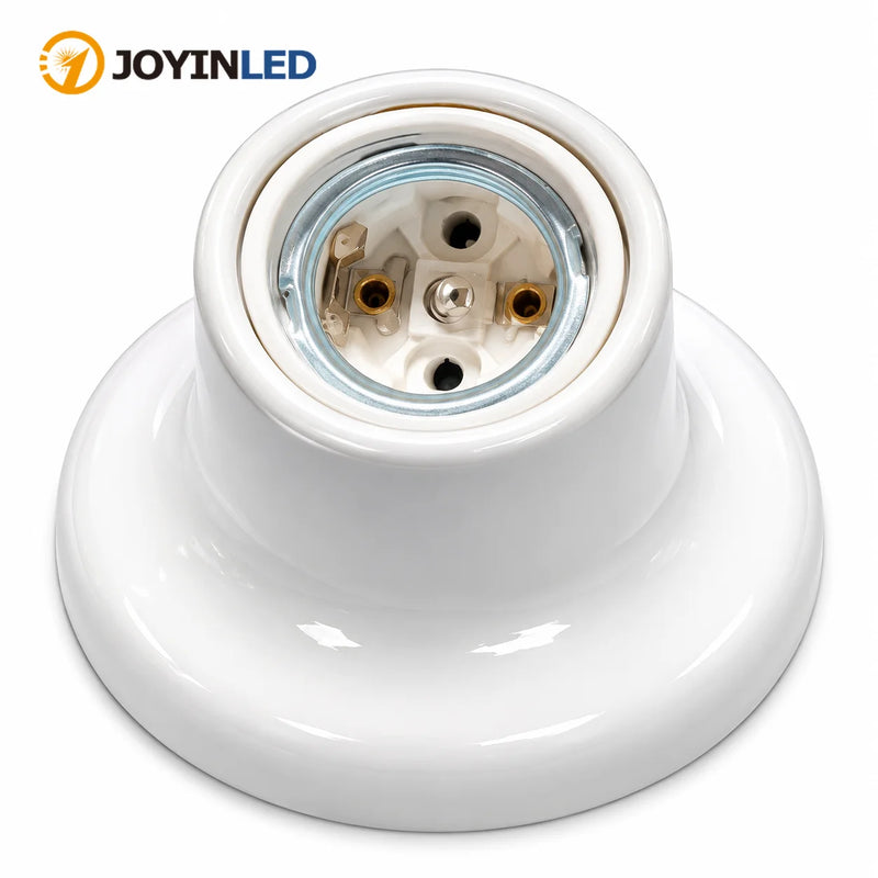 JOYINLED 1/10PCS ពណ៌សខ្មៅ E27 E26 ជើងចង្កៀង ជើងចង្កៀងសេរ៉ាមិច Poecelian សម្រាប់ជញ្ជាំងពិដាន គ្រឿងបំភ្លឺ